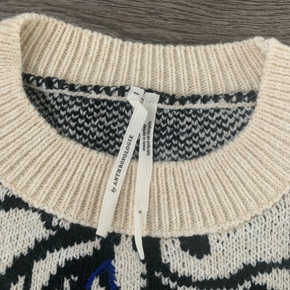 By Anthropologie Floral Pop Embroidered Wool Blend Sweater Size S - Blue - NWOT‎ - Picture 12 of 16